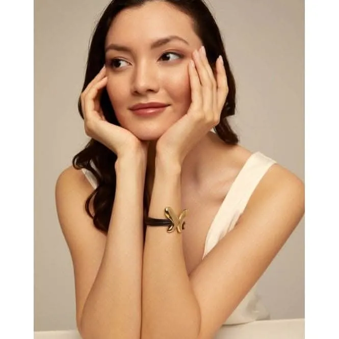 Leather Straps 18K Gold Plated Butterfly Effect Bracelet PUL2377MARORO0M Unode50 Jewelry And Accessories