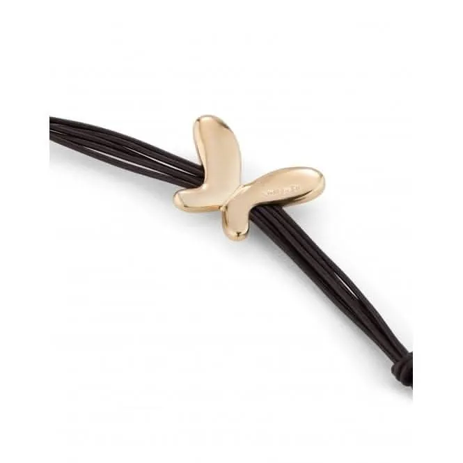 Leather Straps 18K Gold Plated Butterfly Effect Bracelet PUL2377MARORO0M Unode50 Jewelry And Accessories
