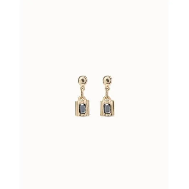 Lock Grey Metal Faceted Crystal Earrings Unode50 Jewelry And Accessories