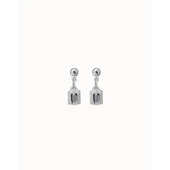 Lock Grey Metal Faceted Crystal Earrings Unode50 Jewelry And Accessories