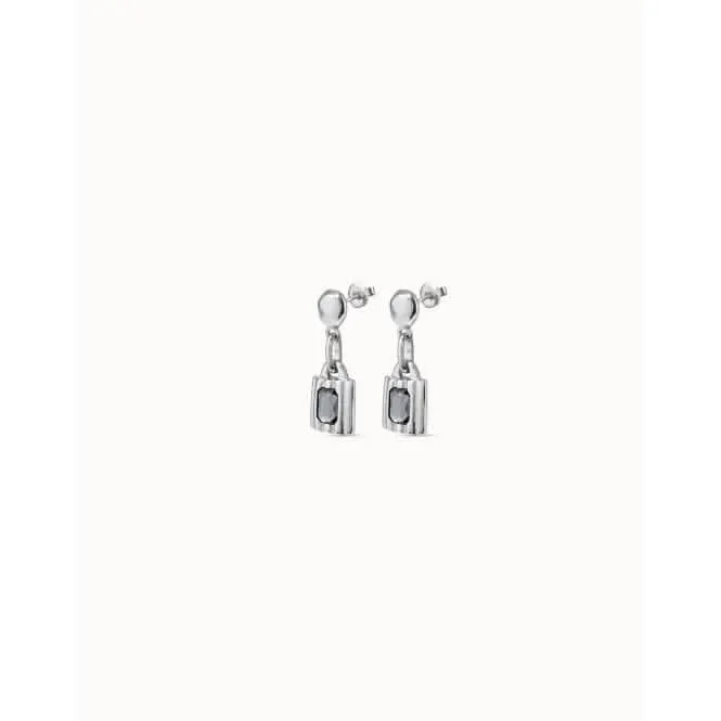 Lock Grey Metal Faceted Crystal Earrings Unode50 Jewelry And Accessories