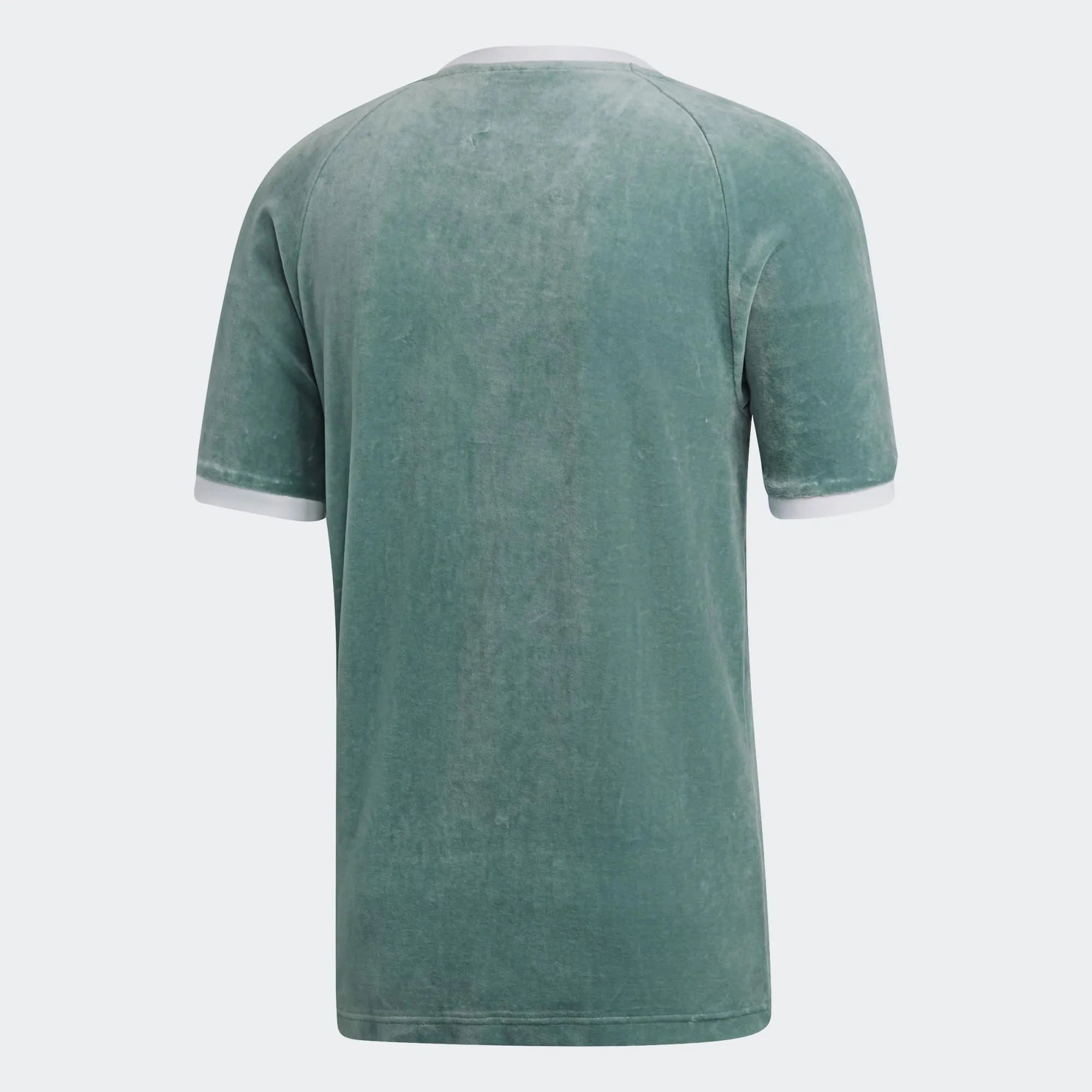 Mens Adidas Originals Cozy Velour Tee Shirt In Vapour Steel Green