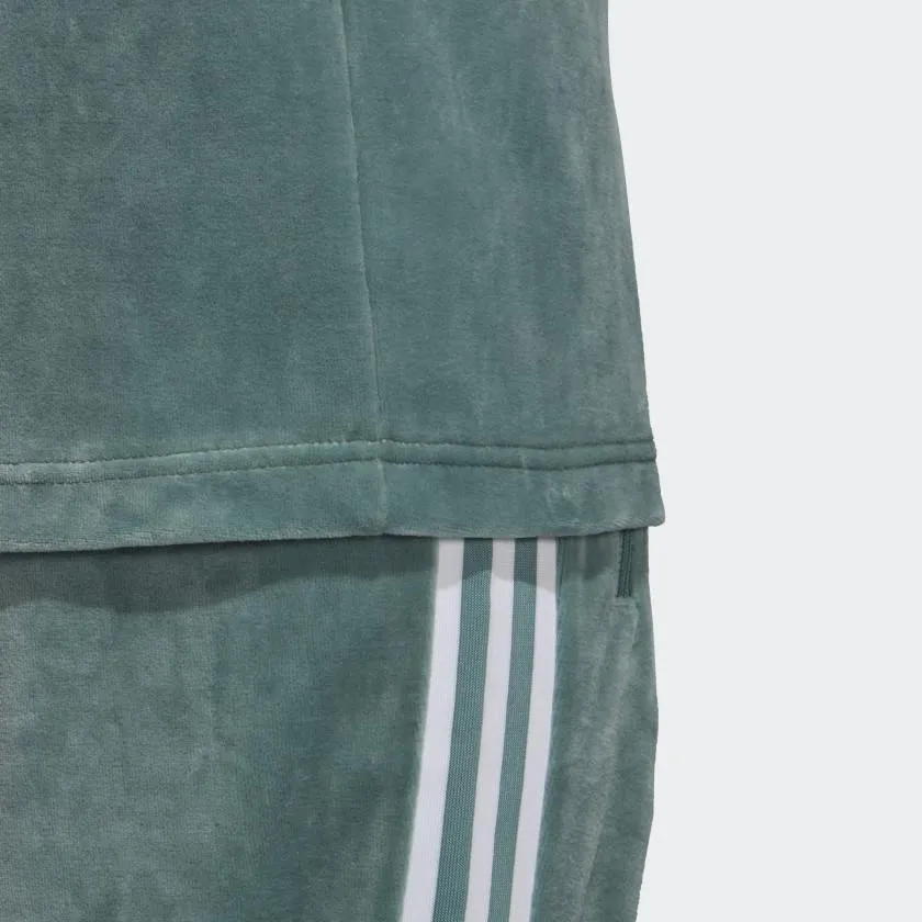 Mens Adidas Originals Cozy Velour Tee Shirt In Vapour Steel Green