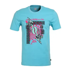 Mens Adidas Originals Maegley Tee Shirt In Light Aqua Pink Black