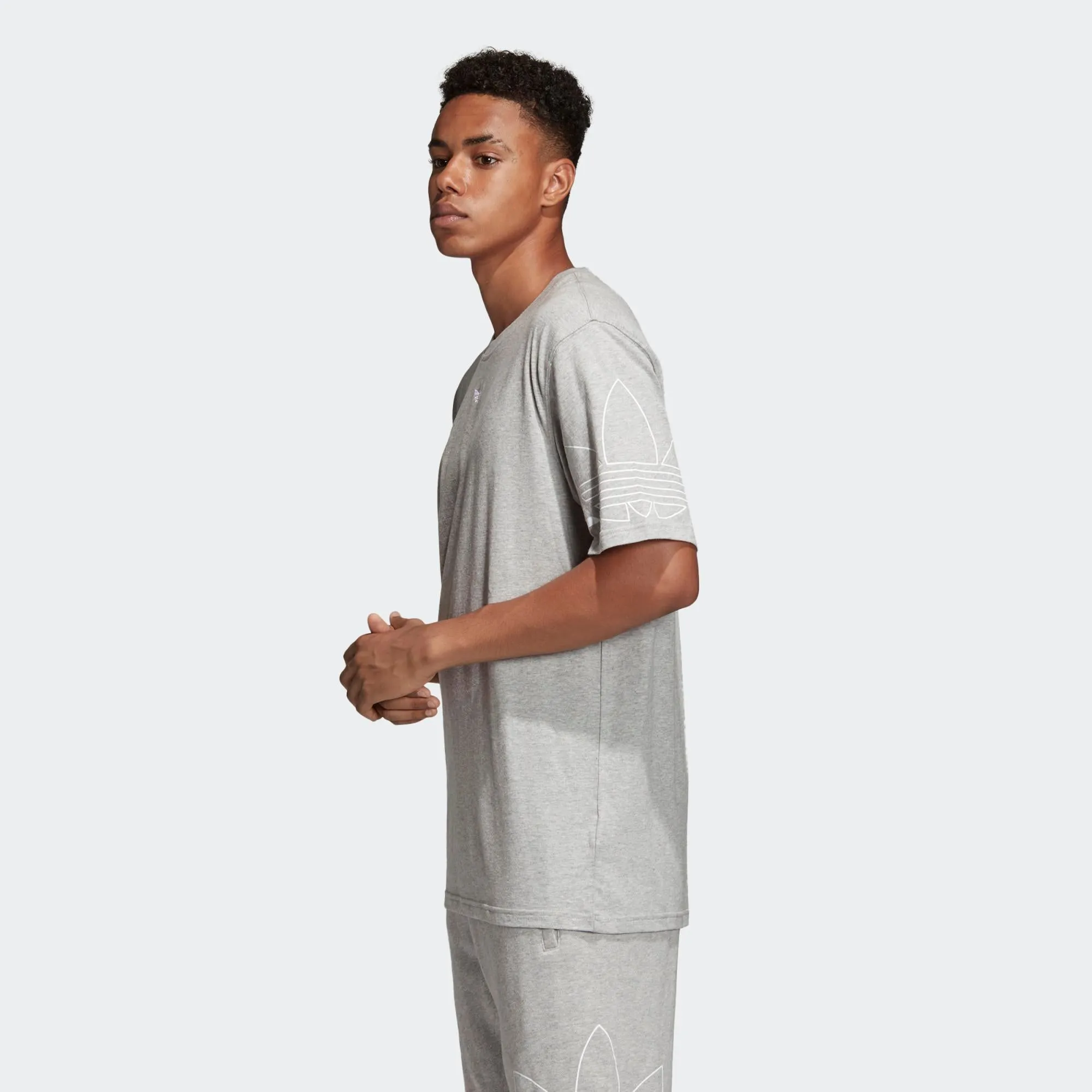 Mens Adidas Originals Outline Tee Shirt In Medium Grey Heather