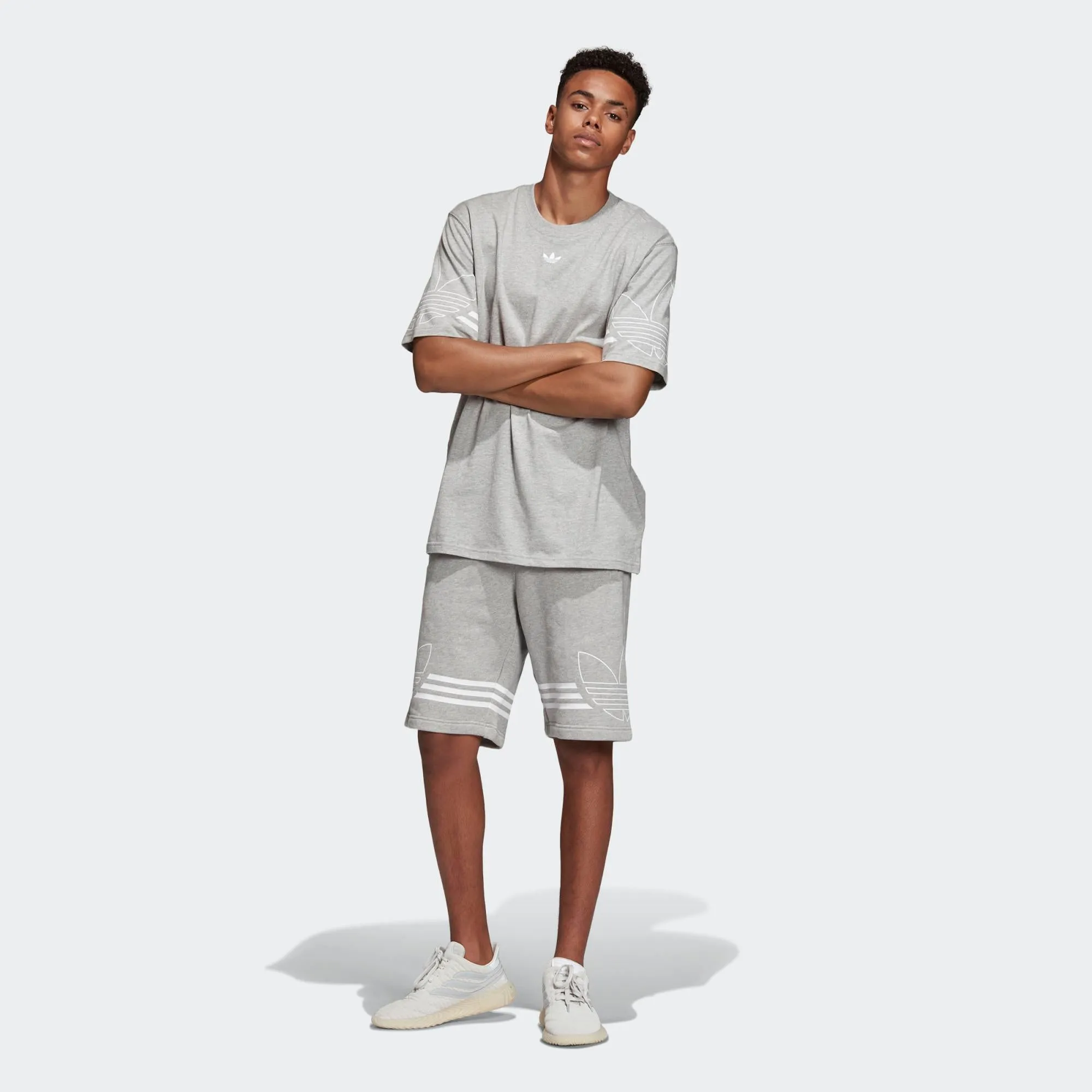 Mens Adidas Originals Outline Tee Shirt In Medium Grey Heather