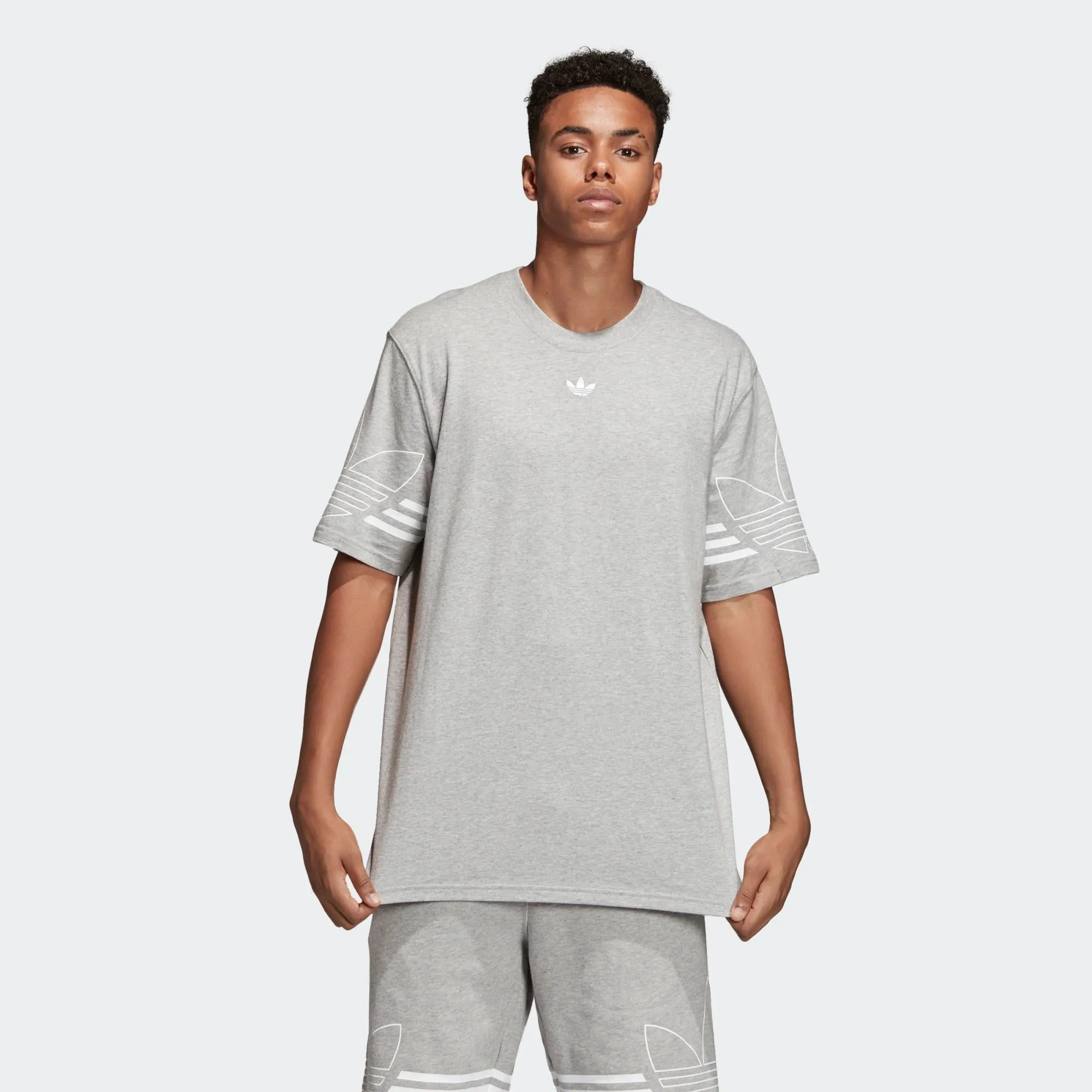 Mens Adidas Originals Outline Tee Shirt In Medium Grey Heather