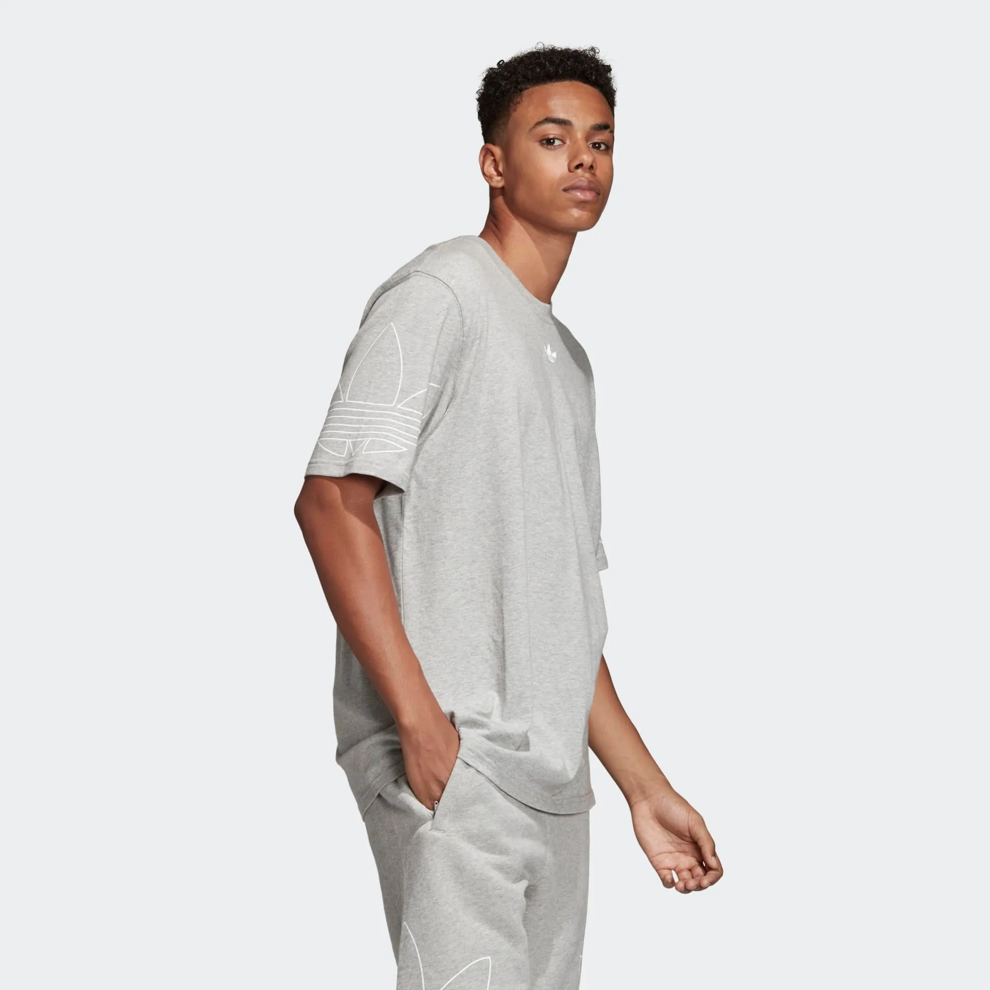 Mens Adidas Originals Outline Tee Shirt In Medium Grey Heather