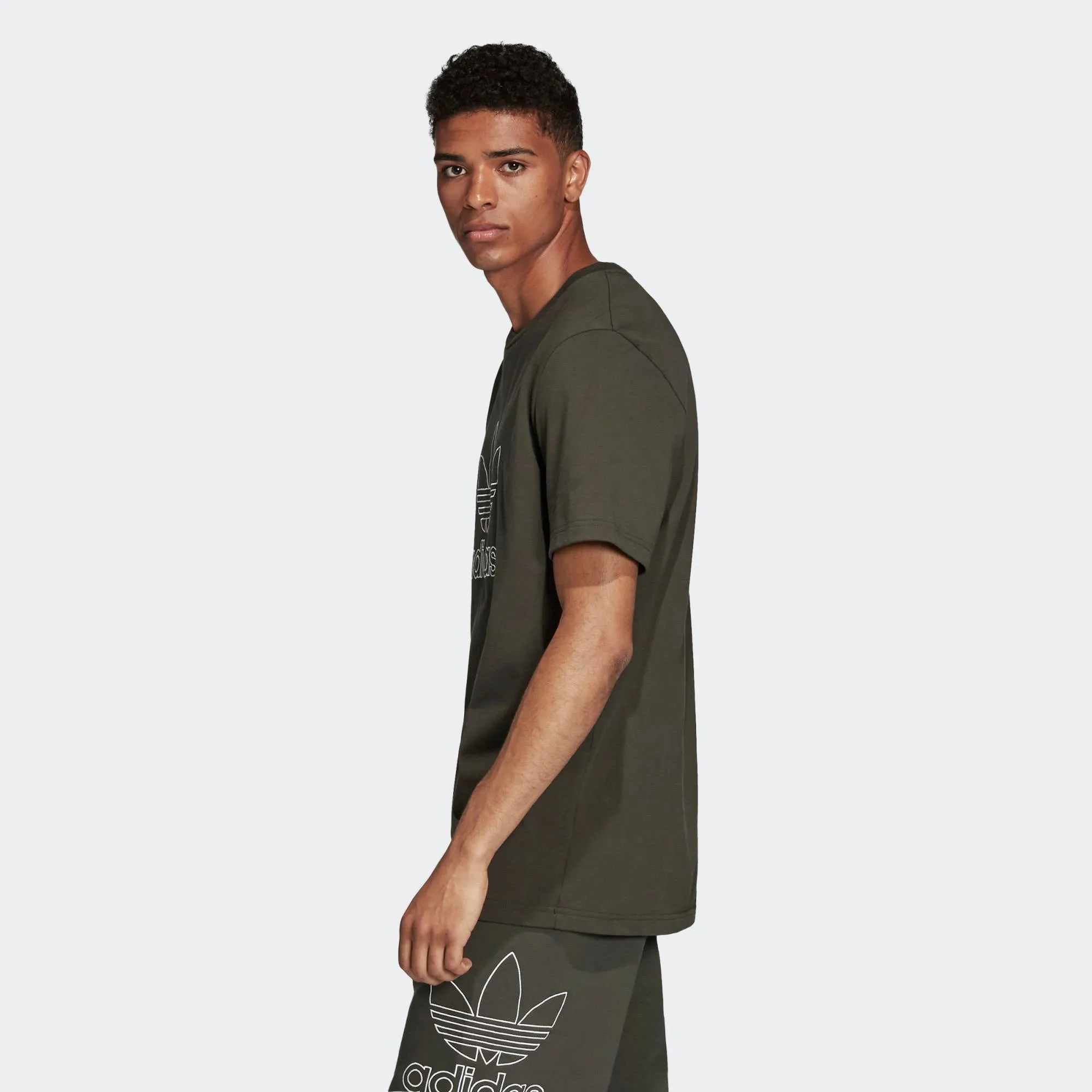 Mens Adidas Originals Outline Tee Shirt In Night Cargo Green