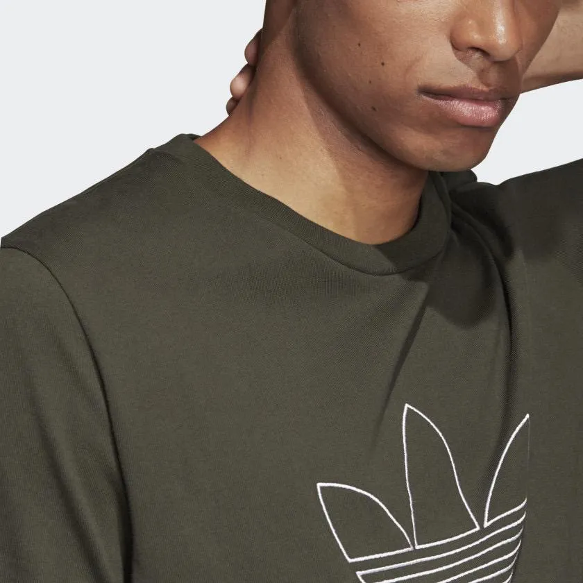 Mens Adidas Originals Outline Tee Shirt In Night Cargo Green