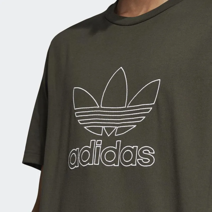 Mens Adidas Originals Outline Tee Shirt In Night Cargo Green