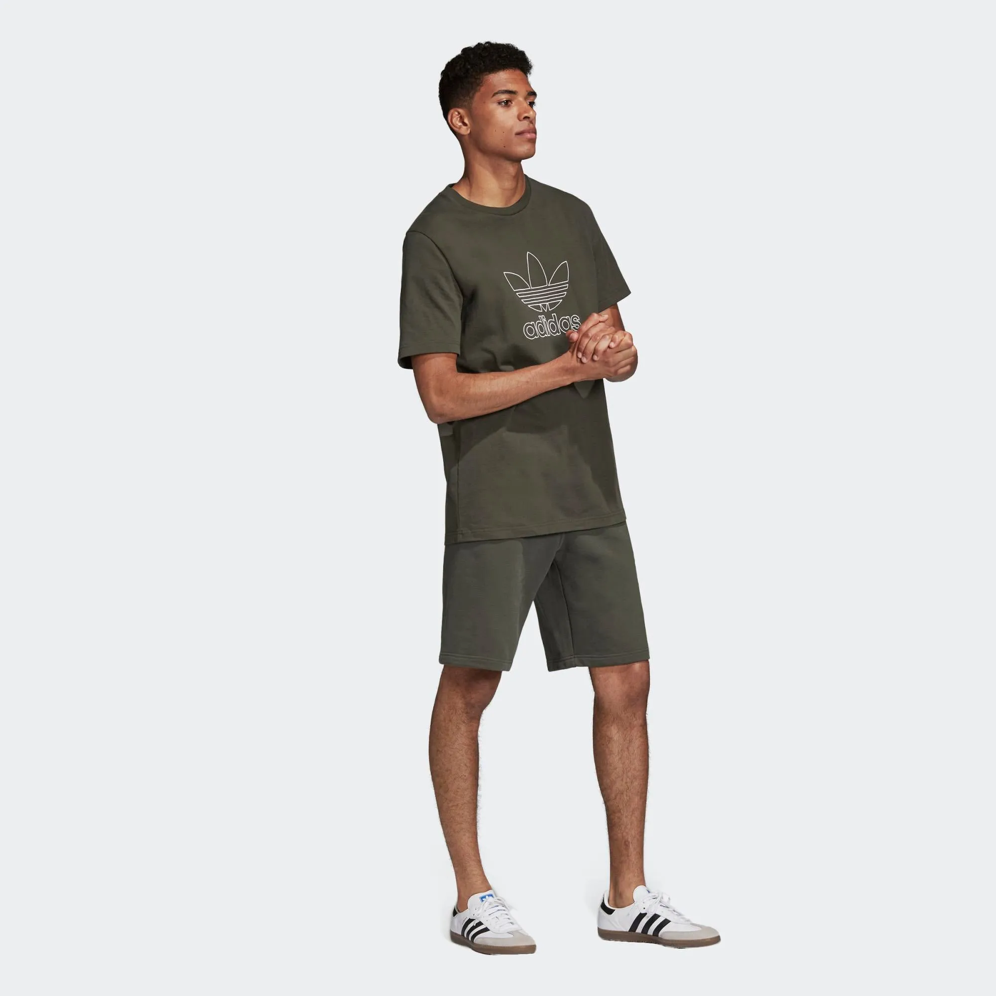 Mens Adidas Originals Outline Tee Shirt In Night Cargo Green