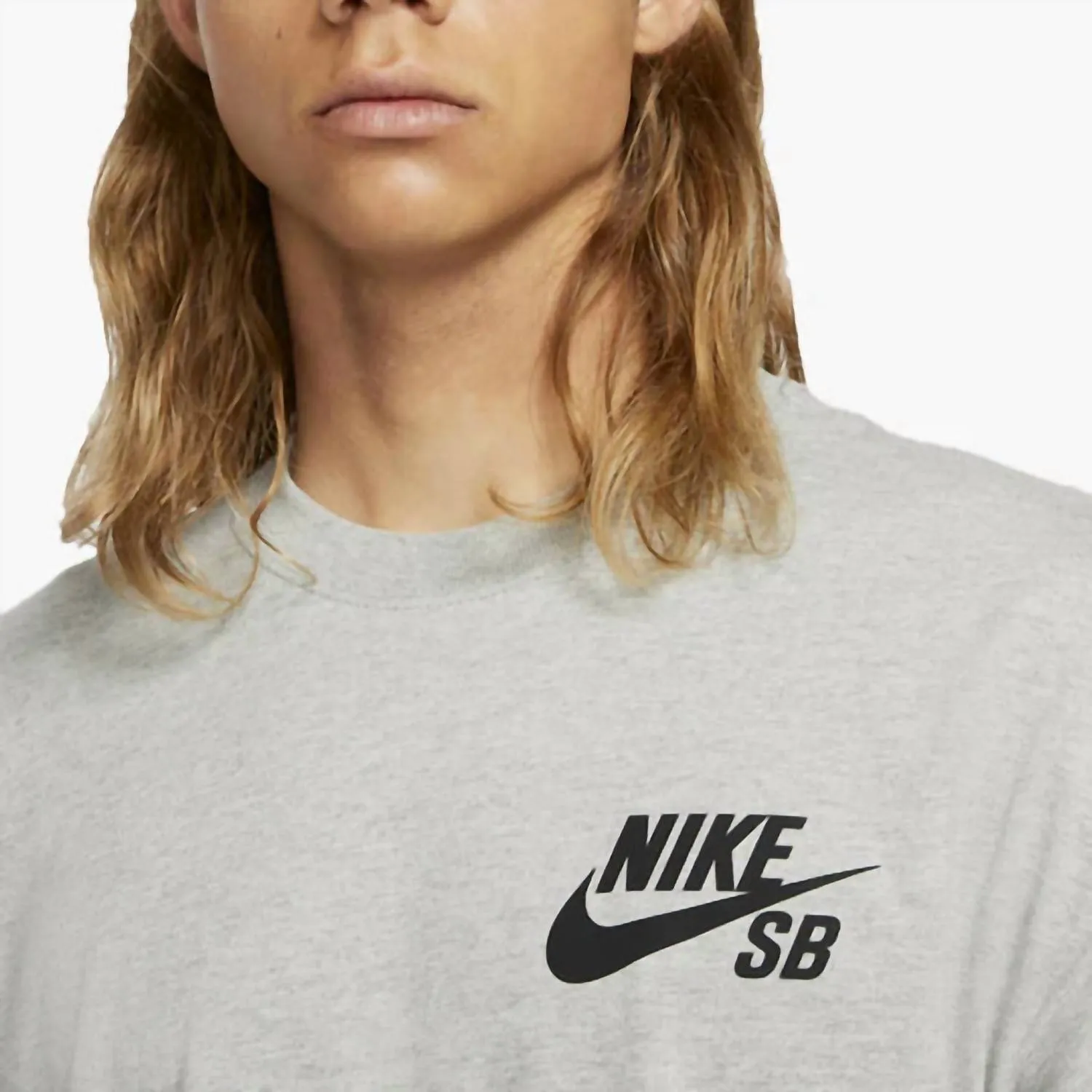 Men's Sb Logo Skate T-Shirt In Grey Heather/black