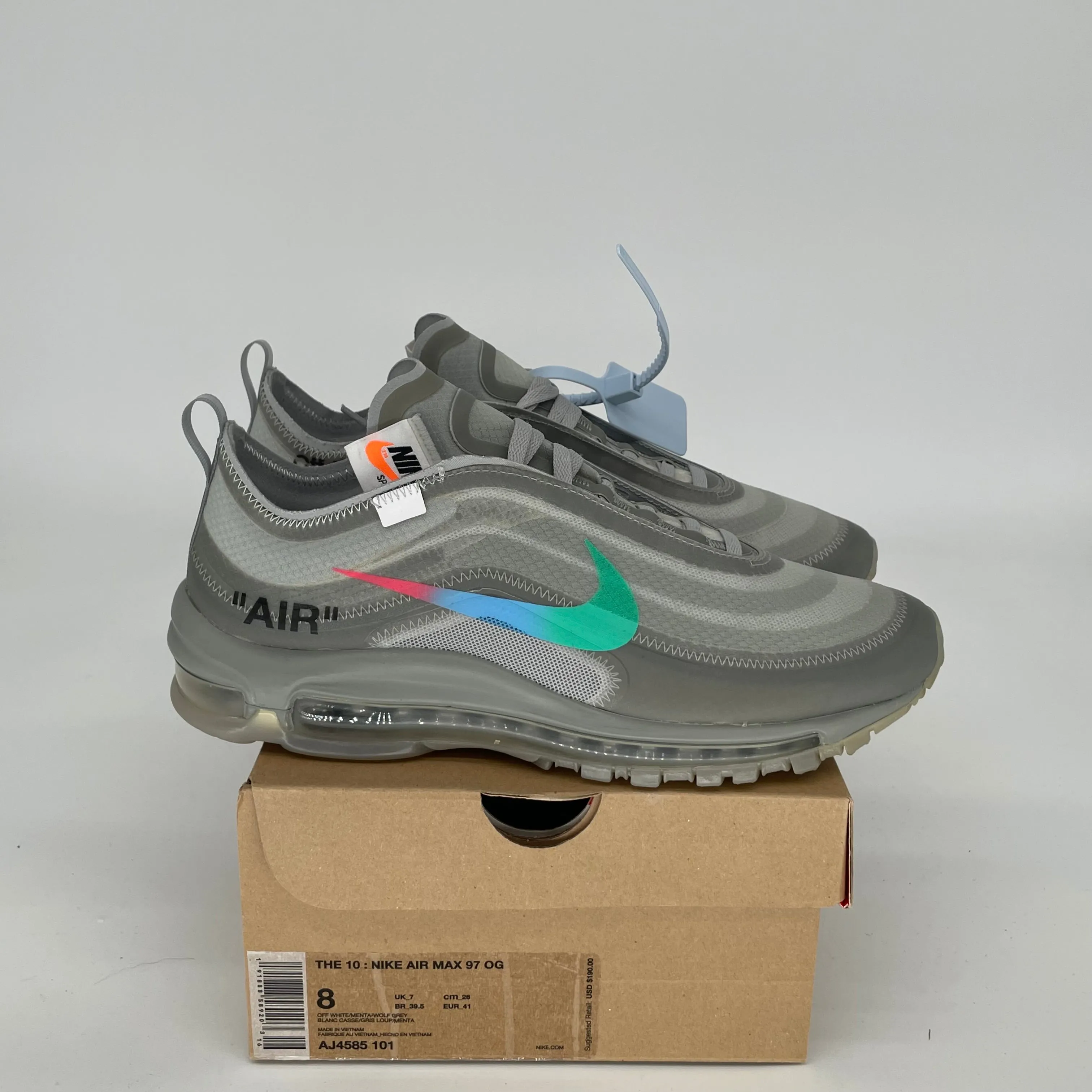 NIKE AIR MAX 97 OFF WHITE MENTA SIZE 8 AJ4585-101