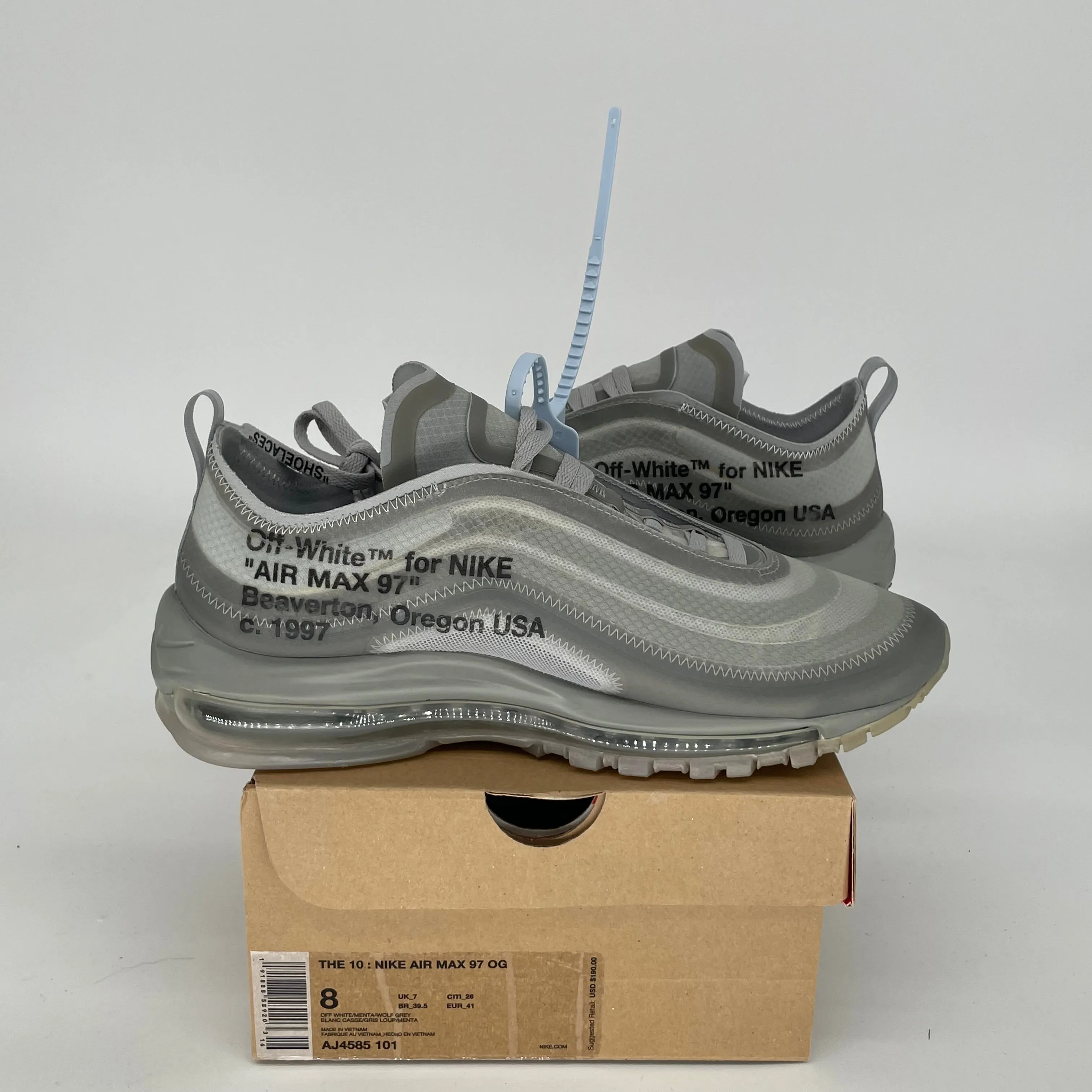 NIKE AIR MAX 97 OFF WHITE MENTA SIZE 8 AJ4585-101