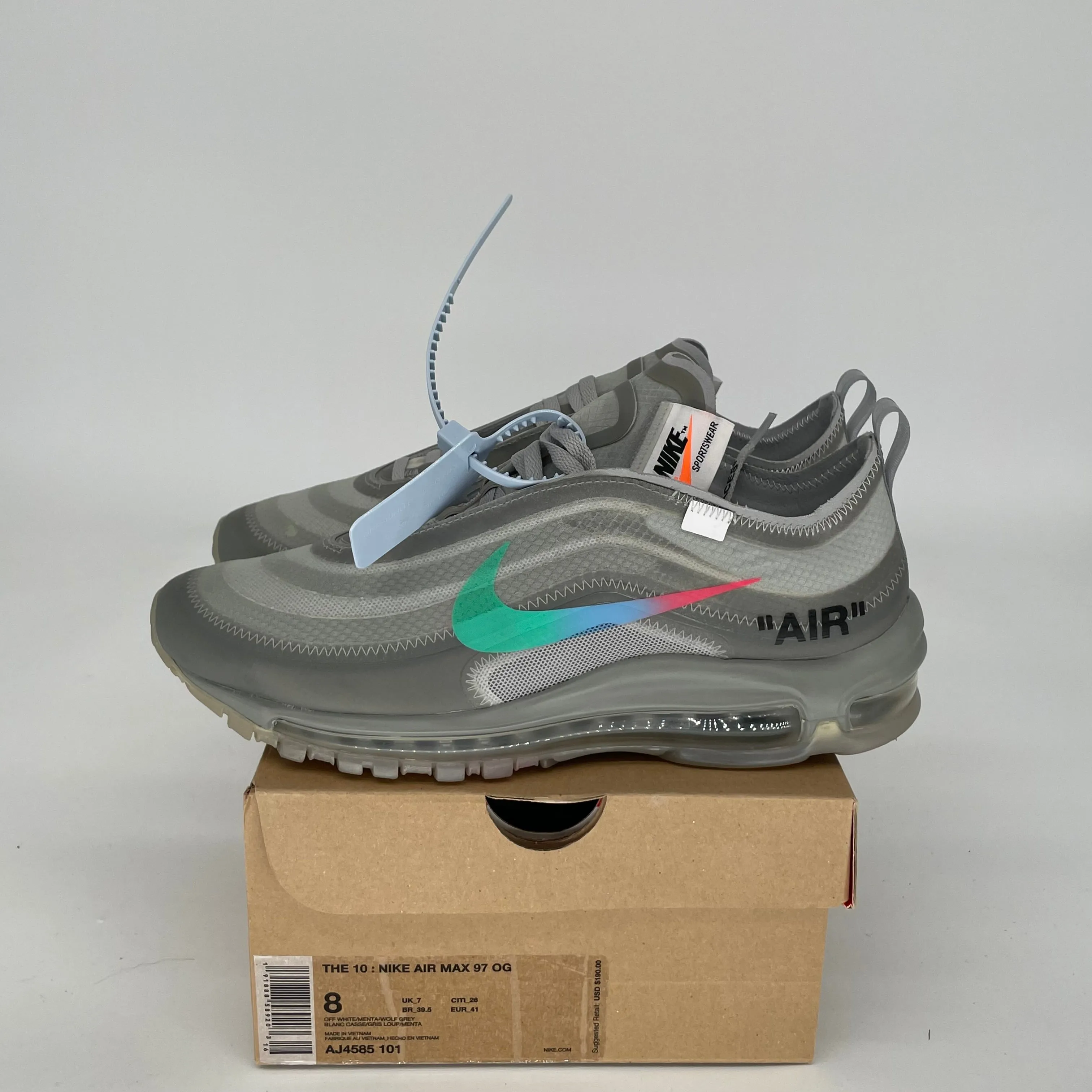 NIKE AIR MAX 97 OFF WHITE MENTA SIZE 8 AJ4585-101
