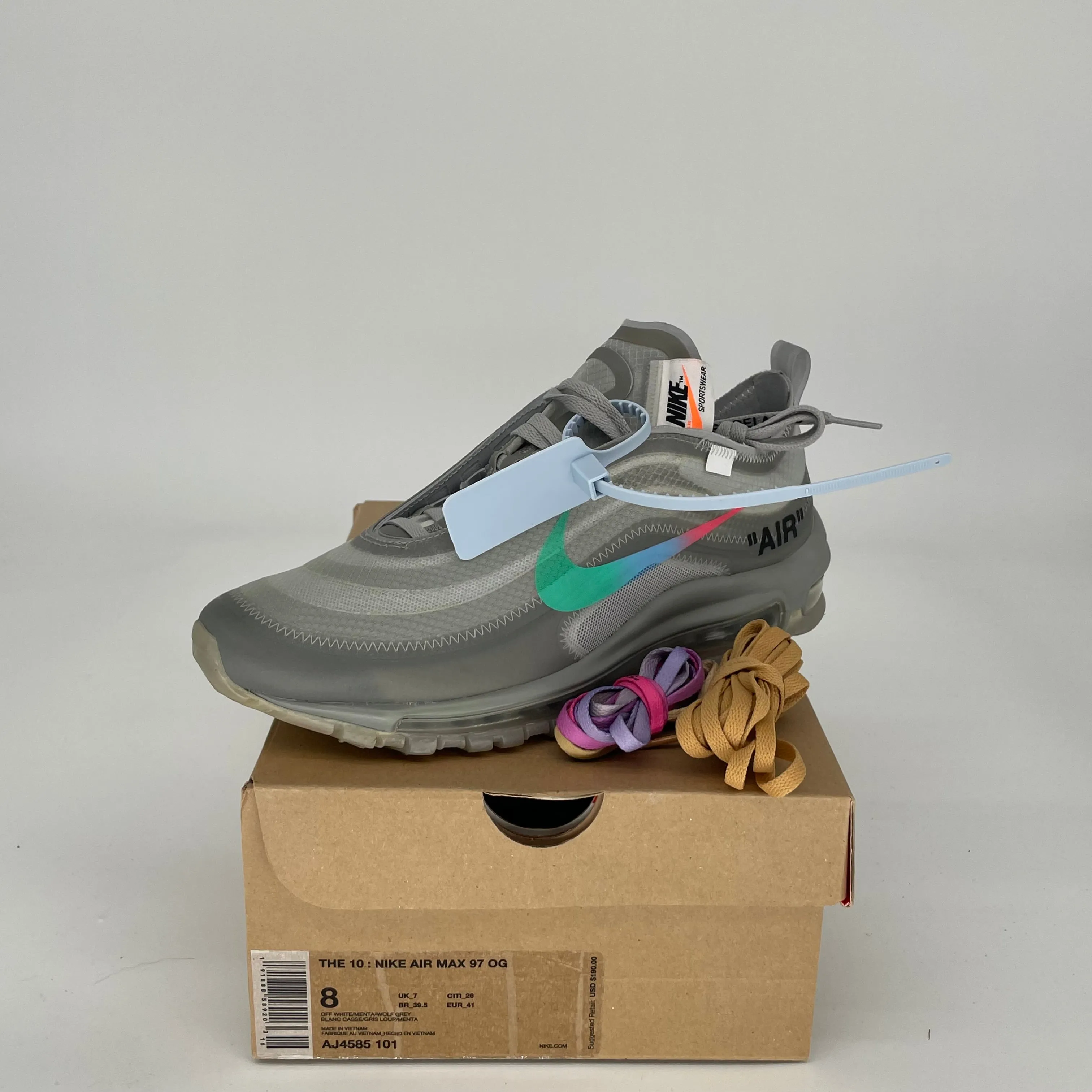 NIKE AIR MAX 97 OFF WHITE MENTA SIZE 8 AJ4585-101
