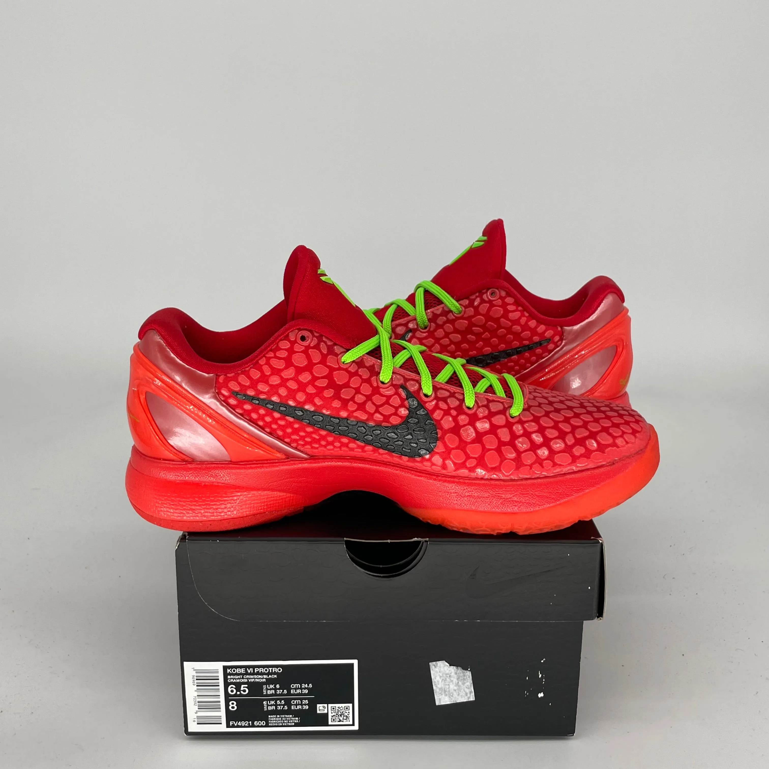NIKE KOBE 6 PROTRO REVERSE GRINCH SIZE 6.5 FV4921-600
