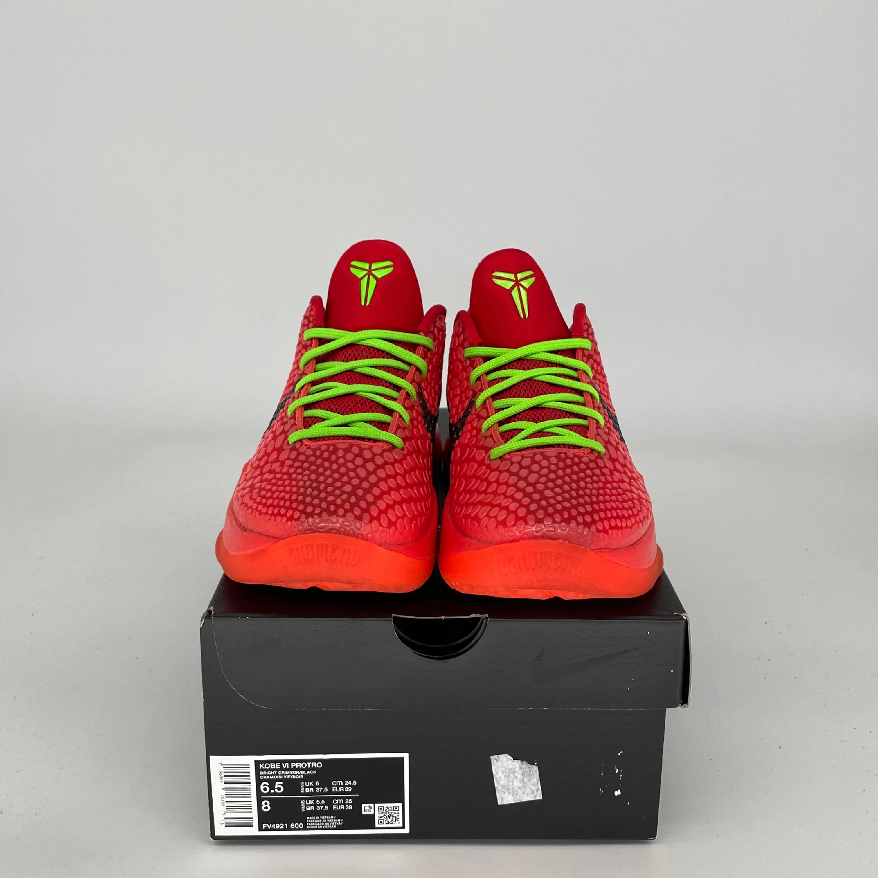 NIKE KOBE 6 PROTRO REVERSE GRINCH SIZE 6.5 FV4921-600