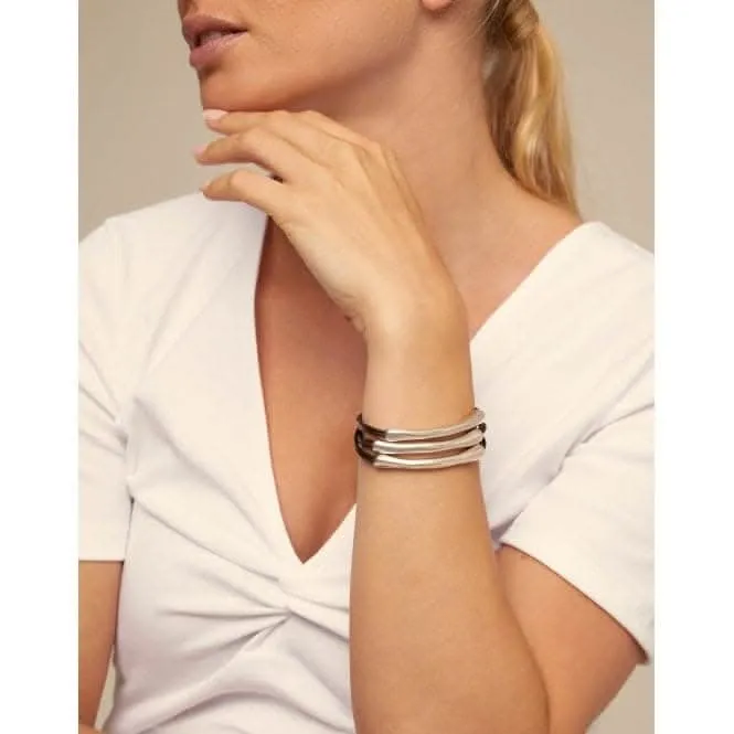 Not To Be Silver Leather Bracelet Unode50 Jewelry And Accessories