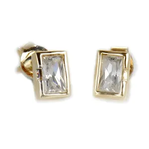Peridot Baguette Clear Earrings