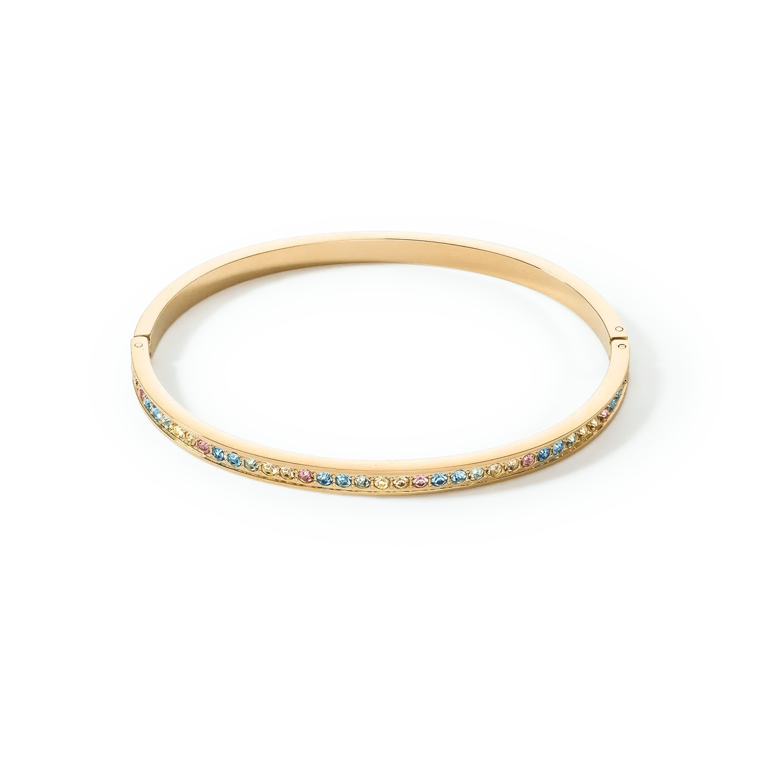 Stainless Steel Crystal Glass Multicolour Pastel Gold Bangle 0127/33-1590 Coeur De Lion Jewellery