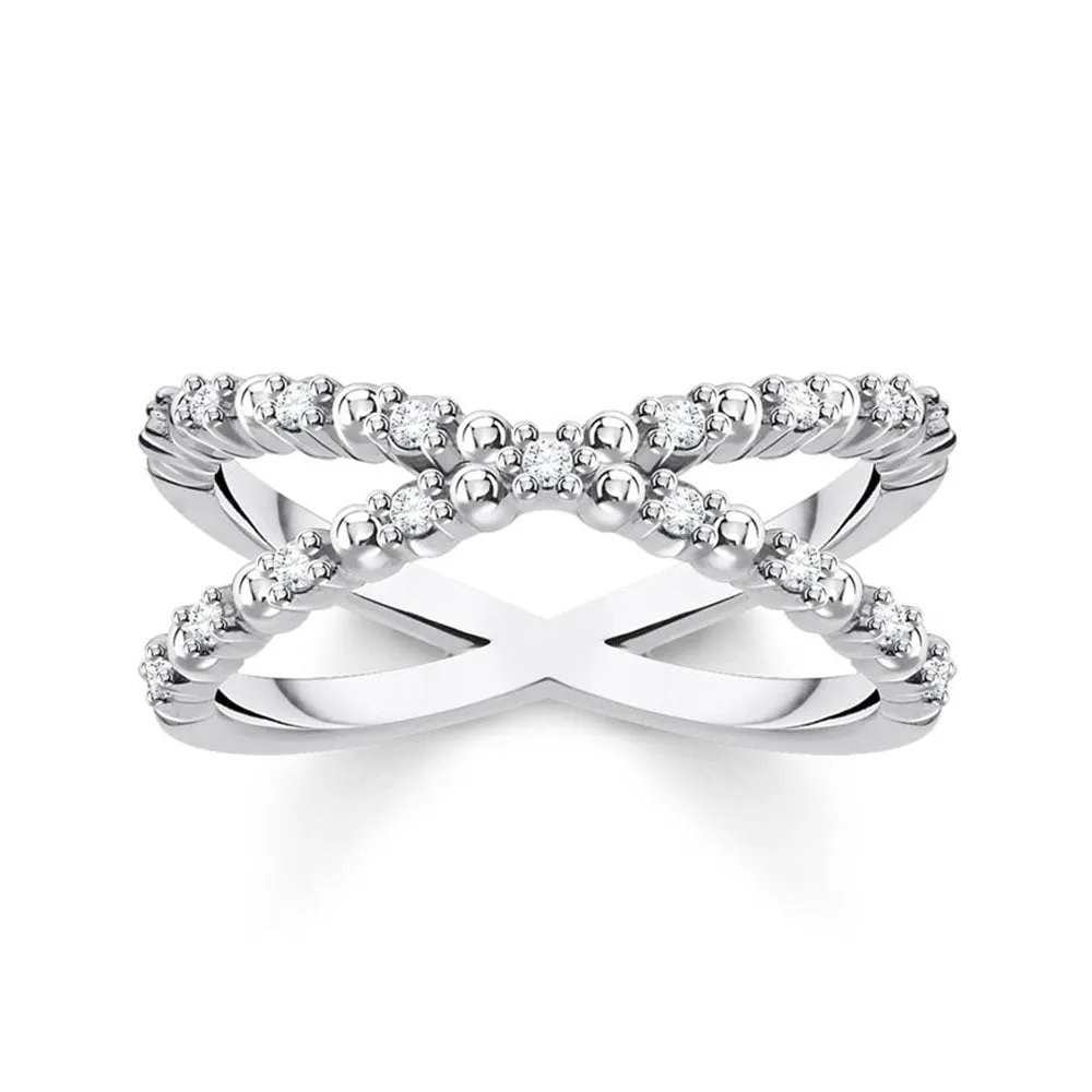 Sterling Silver Thomas Sabo Charm CLub Fine Zirconia Cross Ring Sterling Silver	Jewelry