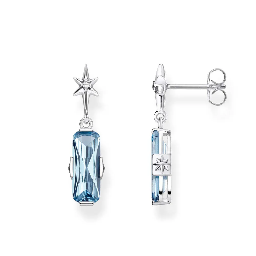 Sterling Silver Thomas Sabo Magic Stones Aqua Star Drop Earrings Sterling Silver	Jewelry