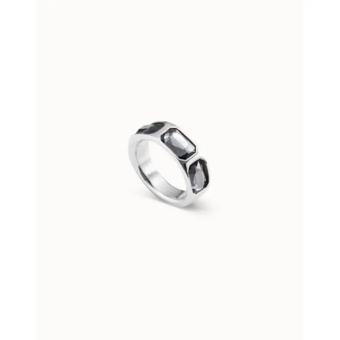 The Guardian Grey Faceted Crystal Ring ANI0766GRSMTL Unode50 Jewelry And Accessories