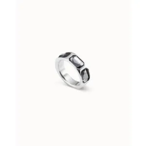 The Guardian Grey Faceted Crystal Ring ANI0766GRSMTL Unode50 Jewelry And Accessories