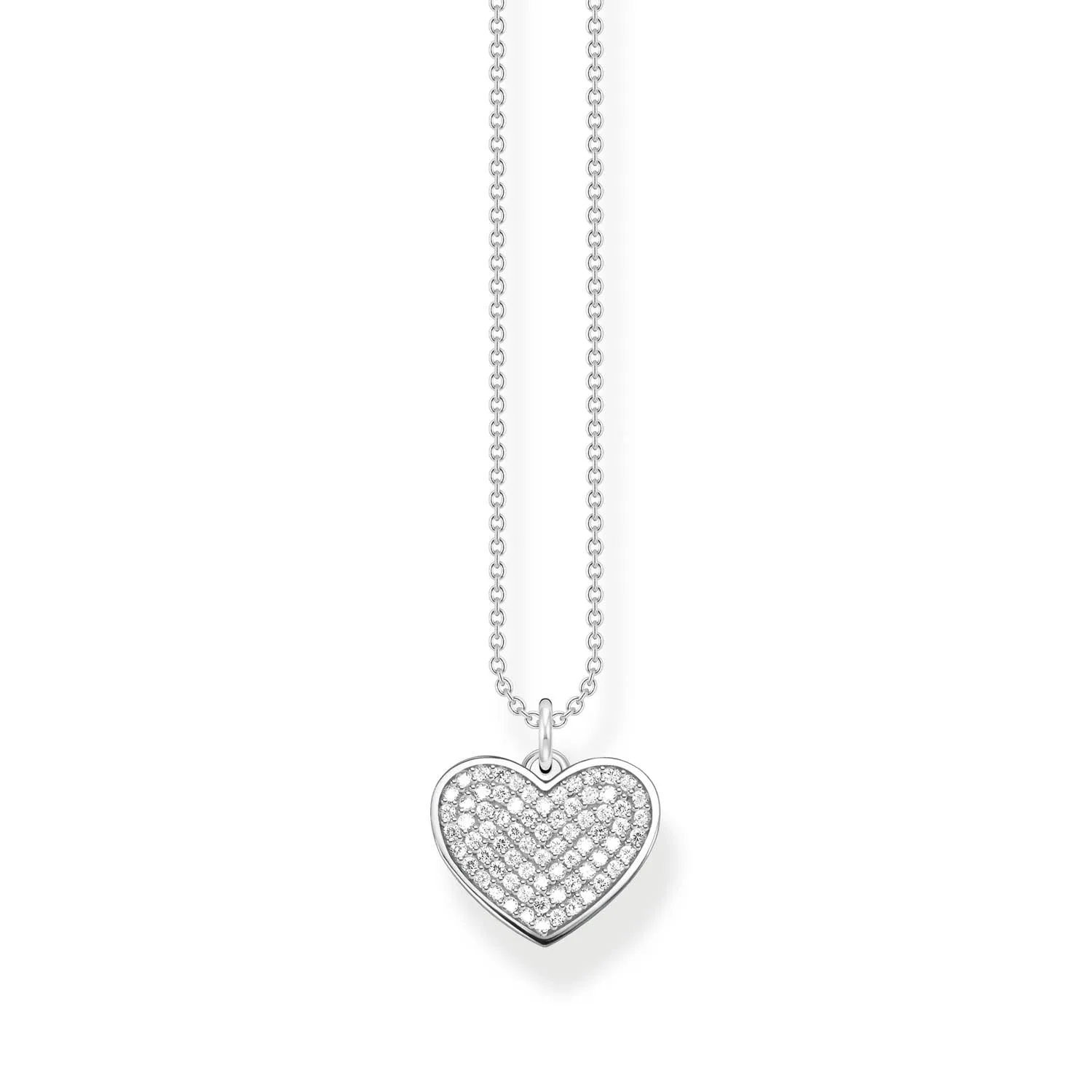 Thomas Sabo Engrav Sterling Silver CZ Heart Disc 40-45cm Chain Sterling Silver	Jewelry