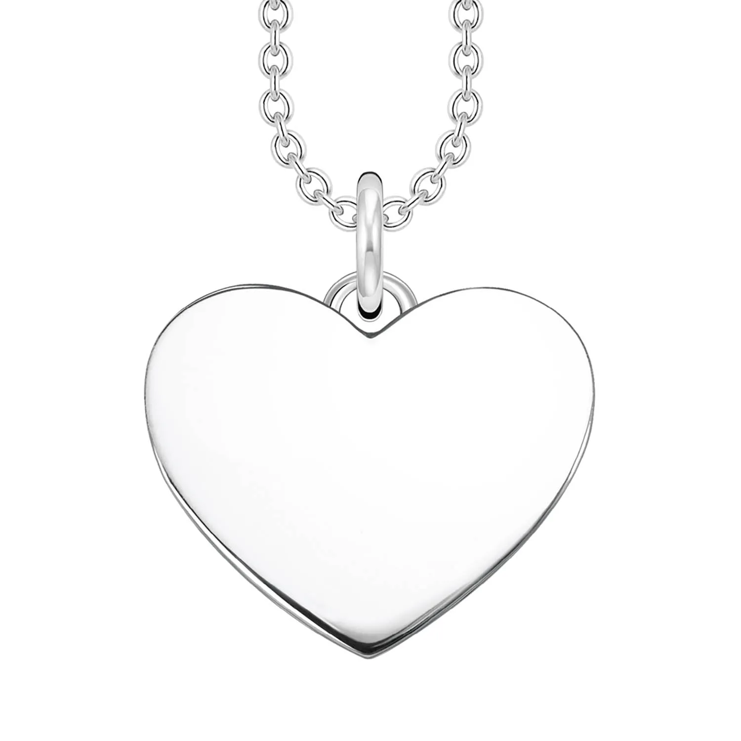 Thomas Sabo Engrav Sterling Silver CZ Heart Disc 40-45cm Chain Sterling Silver	Jewelry