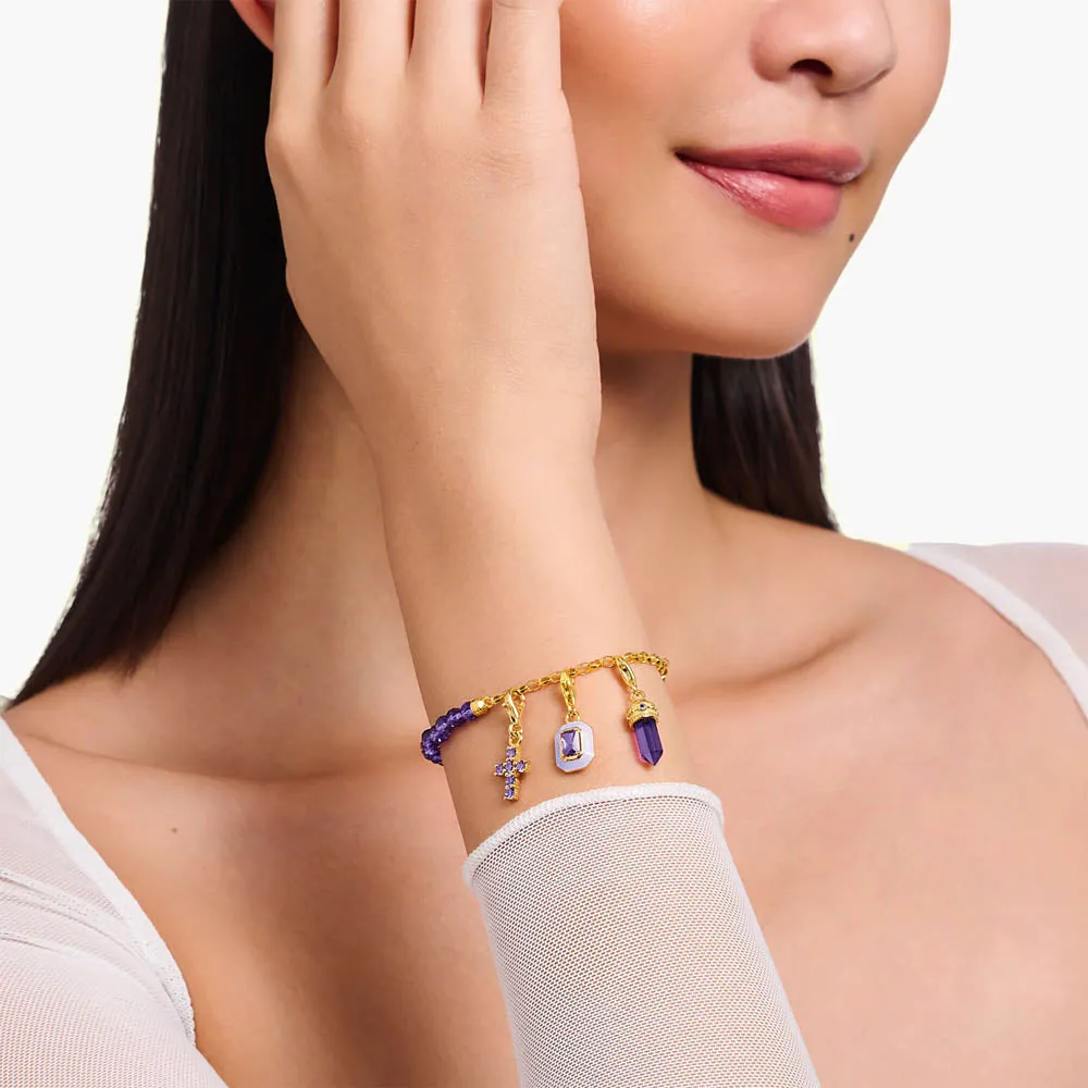 Thomas Sabo Gold Plated Sterling Silver Charmista 3D Purple Octagon Charm Sterling Silver	Jewelry