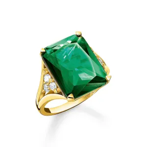 Thomas Sabo Gold Plated Sterling Silver Magic Stone Green Ring Sterling Silver	Jewelry
