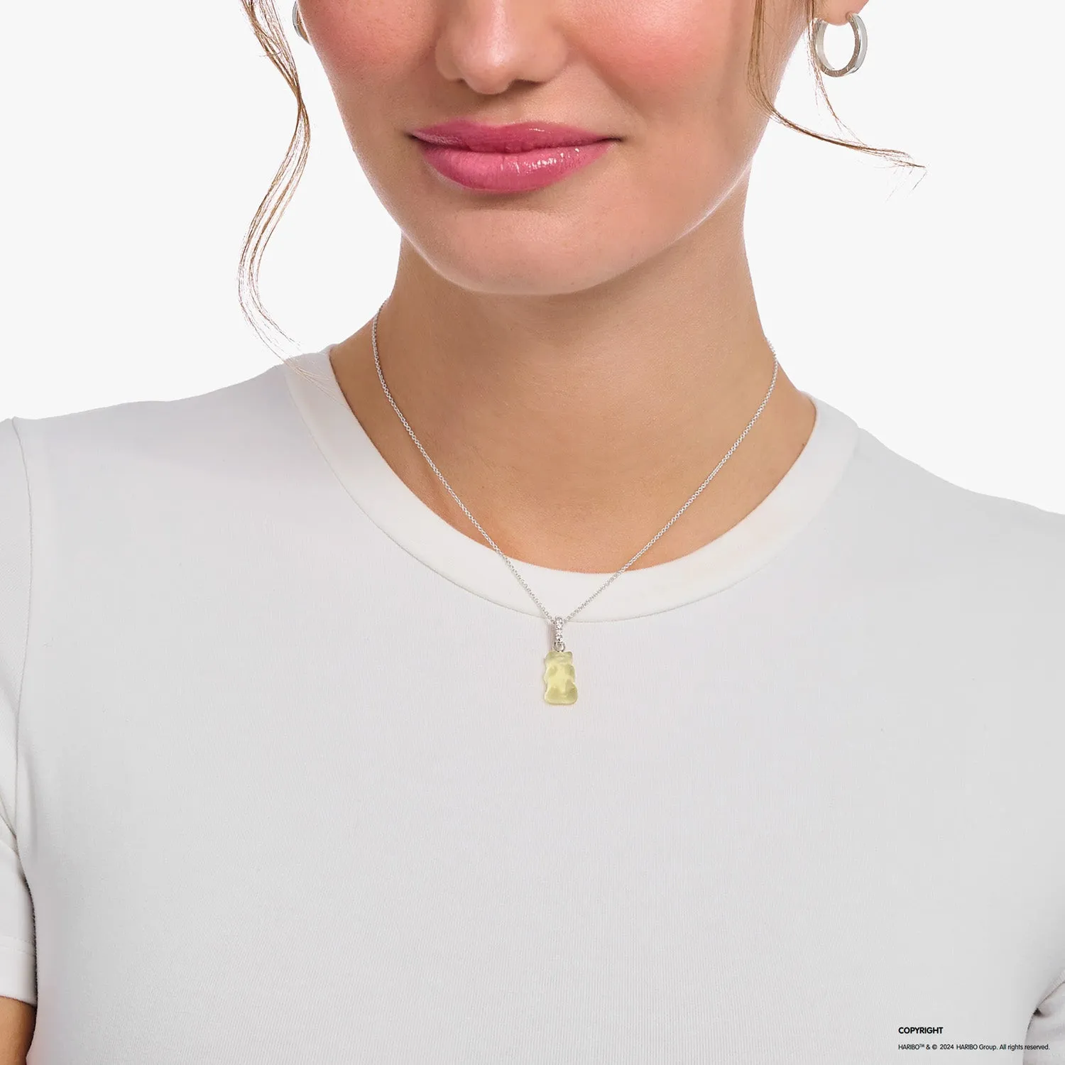 Thomas Sabo Sterling Silver Haribo Pineapple White Bear Pendant On 40-5cm Chain Sterling Silver	Jewelry