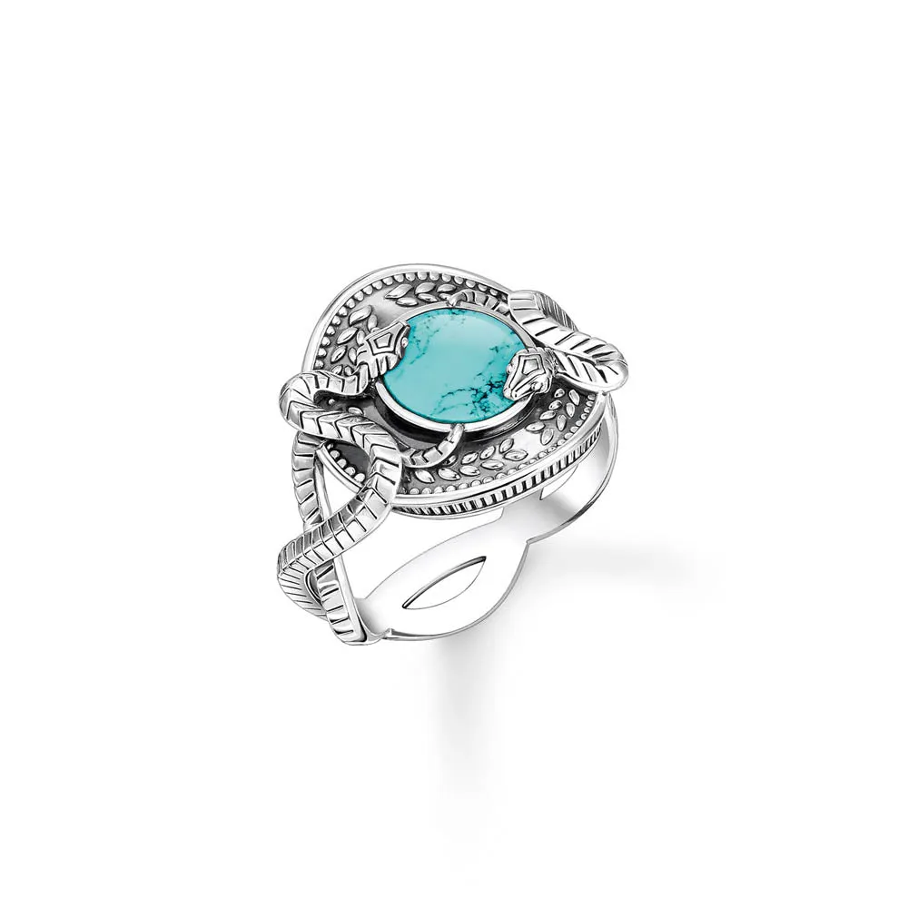 Thomas Sabo Sterling Silver Mystic Island Serpant Turqoise Ring Sterling Silver	Jewelry