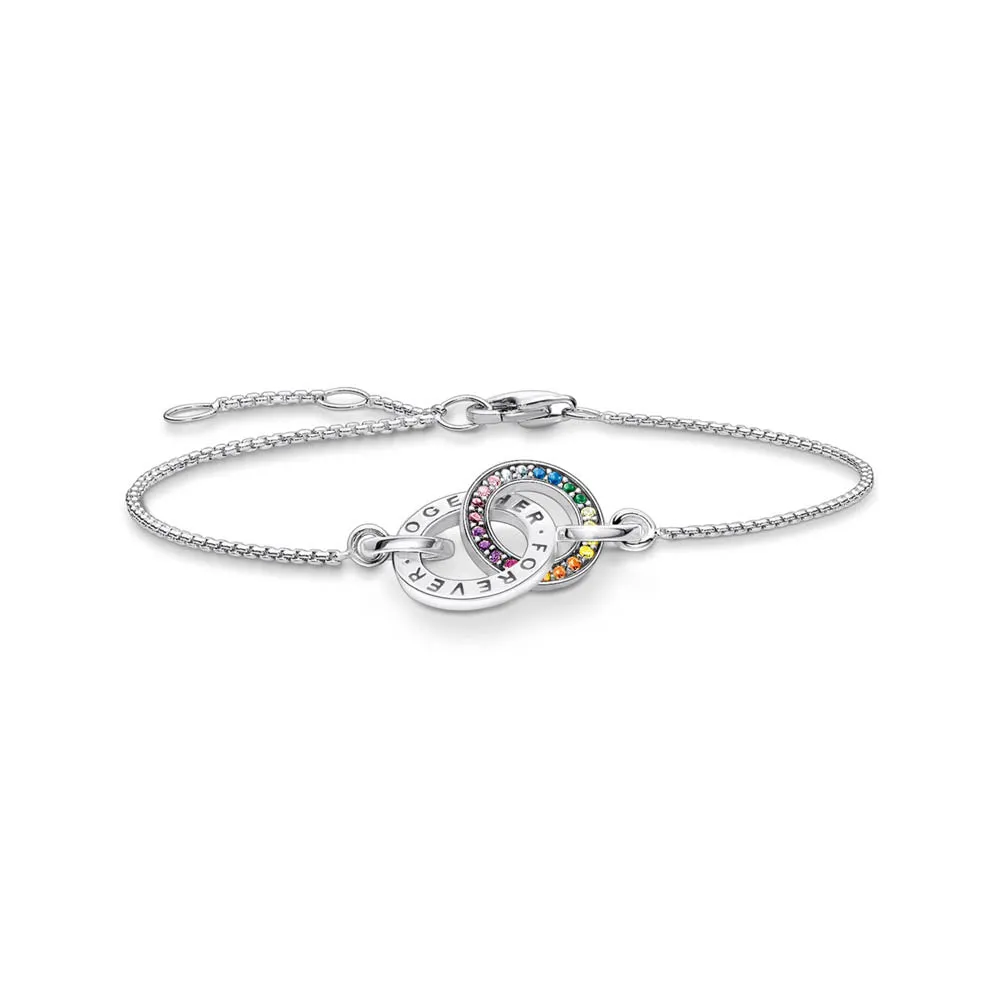 Thomas Sabo Sterling Silver Togather Rings Rainbow CZ 16-19cm Bracelet Sterling Silver	Jewelry