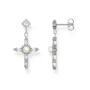 Thomas Sabo Sterling Silver True Romance Cross Cubic Zirconia Pearl Earrings Sterling Silver	Jewelry