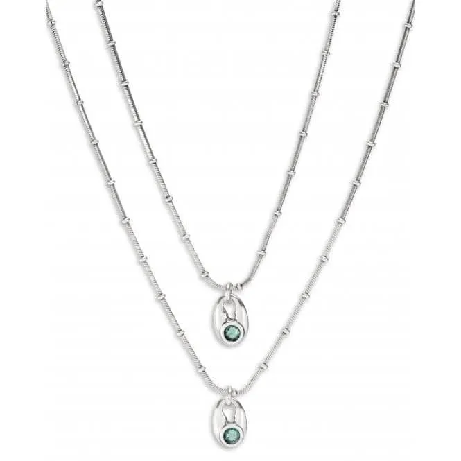 To You Silver Plated Double Chain Blue Faceted Crystal Necklace COL1921VRDMTL0U Unode50 Jewelry And Accessories