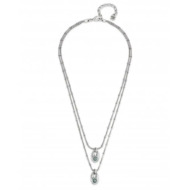 To You Silver Plated Double Chain Blue Faceted Crystal Necklace COL1921VRDMTL0U Unode50 Jewelry And Accessories