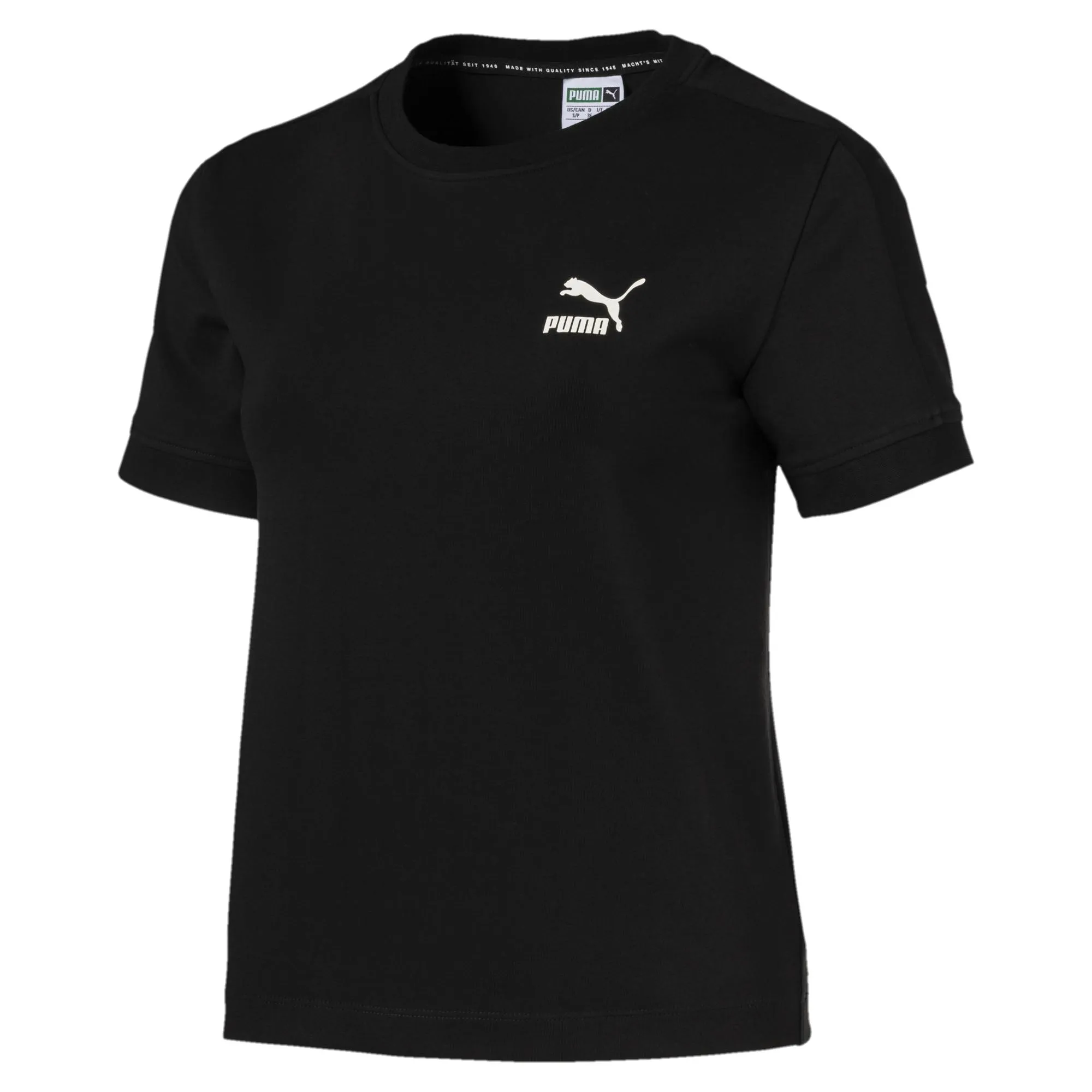 Womens Puma Classics Tight T7 Tee Shirt In Black White