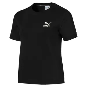 Womens Puma Classics Tight T7 Tee Shirt In Black White